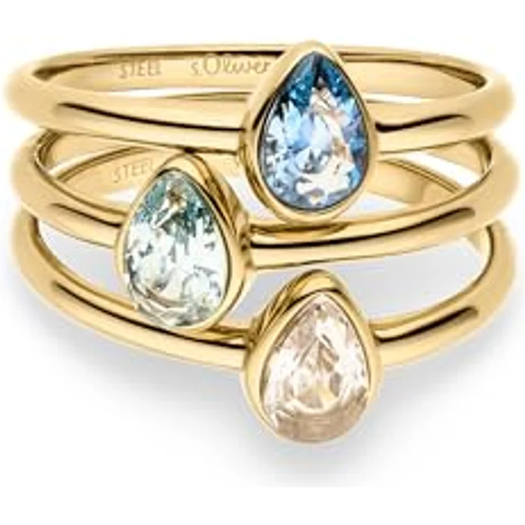 s.Oliver Ring - Goldfarbener Damenring aus poliertem Edelstahl - wasserfest & hautfreundlich, Größe 56 – Bild 1