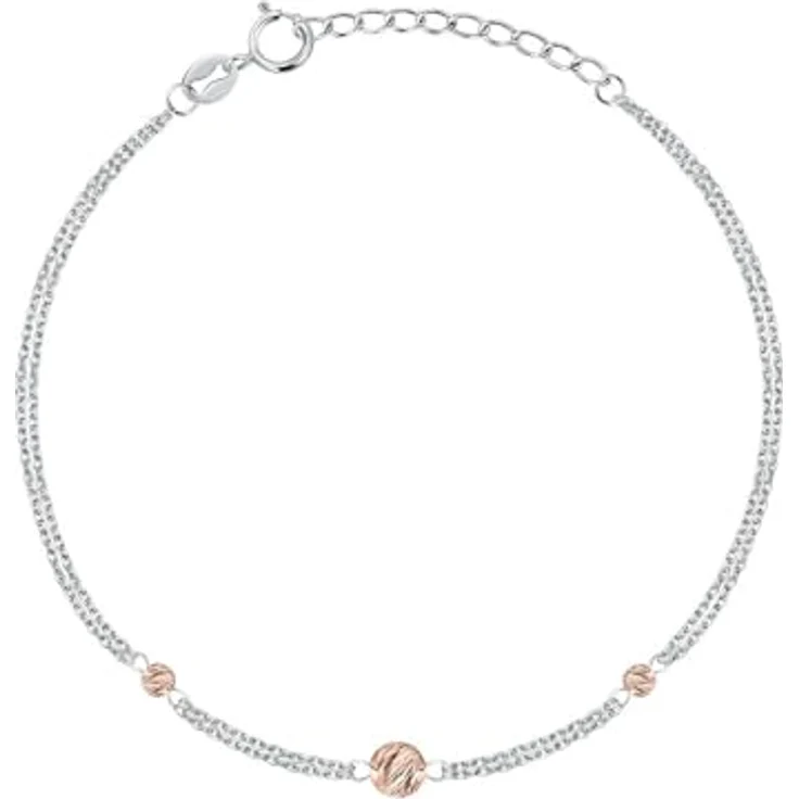 CHRIST Armband 89084555, 925er Silber mit rosévergoldeten Anhängern, anpassbarer Federringverschluss – Bild 1