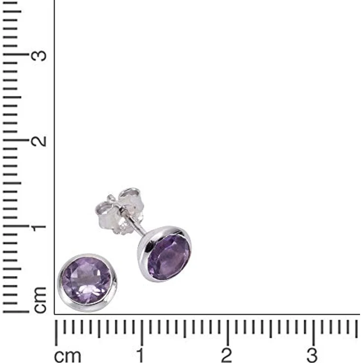 Zeeme Gemstones Damen Ohrringe 925 Sterling Silber mit Glänzendem Amethyst, 0,75cm, Anlaufgeschützt, inkl. Etui – Bild 2