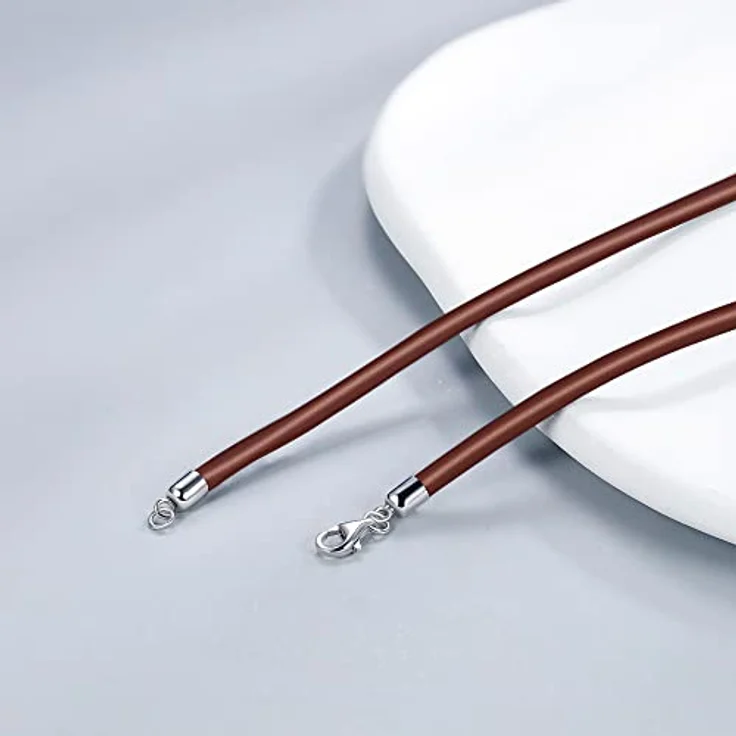 Viwind Echtleder Halskette geflochten, 2.5mm/3mm, 45-60cm, braun, 925 Sterling Silberverschluss, unisex, mit Geschenkbox – Bild 3