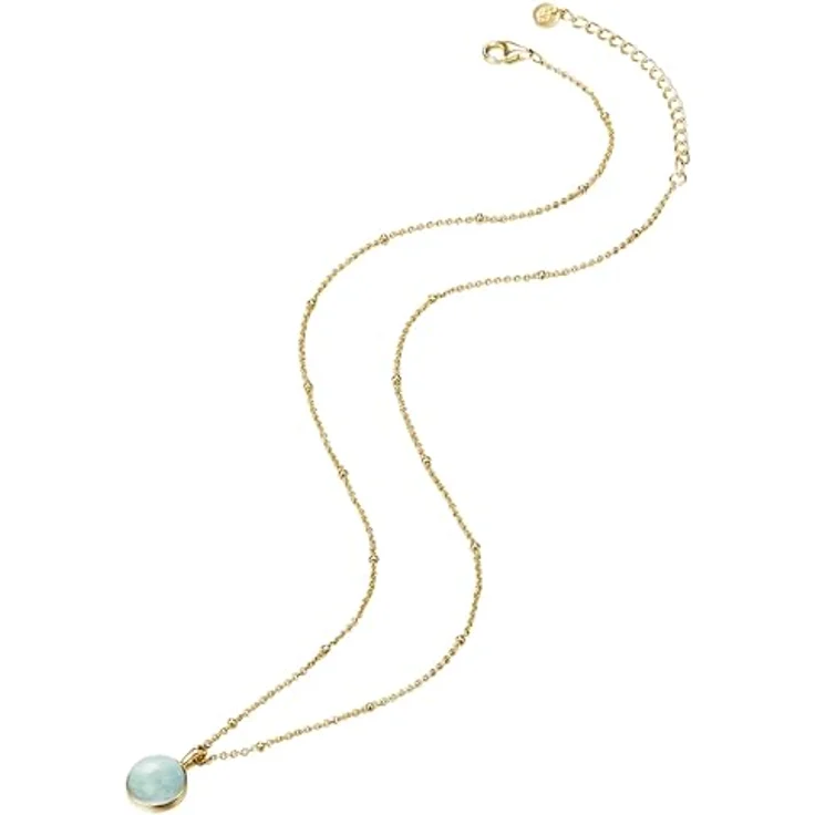 GLANZSTÜCKE MÜNCHEN Damen-Halskette 925/- Sterling Silber gelbvergoldet mit grünem Amazonit-Anhänger, längenverstellbar, hochwertige Edelsteinkette für Frauen – Bild 3