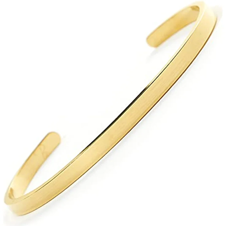 BERGERLIN Schlichter Armreif aus Edelstahl in Gold, verstellbar, nickel- und hautverträglich, im Leinen-Säckchen – Bild 1