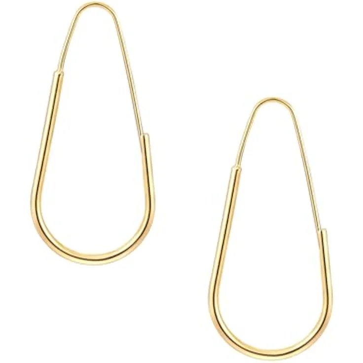 Yokoamii Damen Creolen Gelbgold-Optik, Metall-Legierung mit Bügelverschluss, 41,8 mm Länge, Modeschmuckohrcreolen – Bild 2