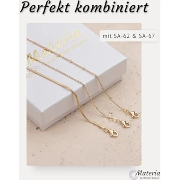 Materia Gold Armkette Damen - 925 Sterling Silber Armband mit Kugeln, längenverstellbar 17-20cm, vergoldet, Made in Germany – Bild 3