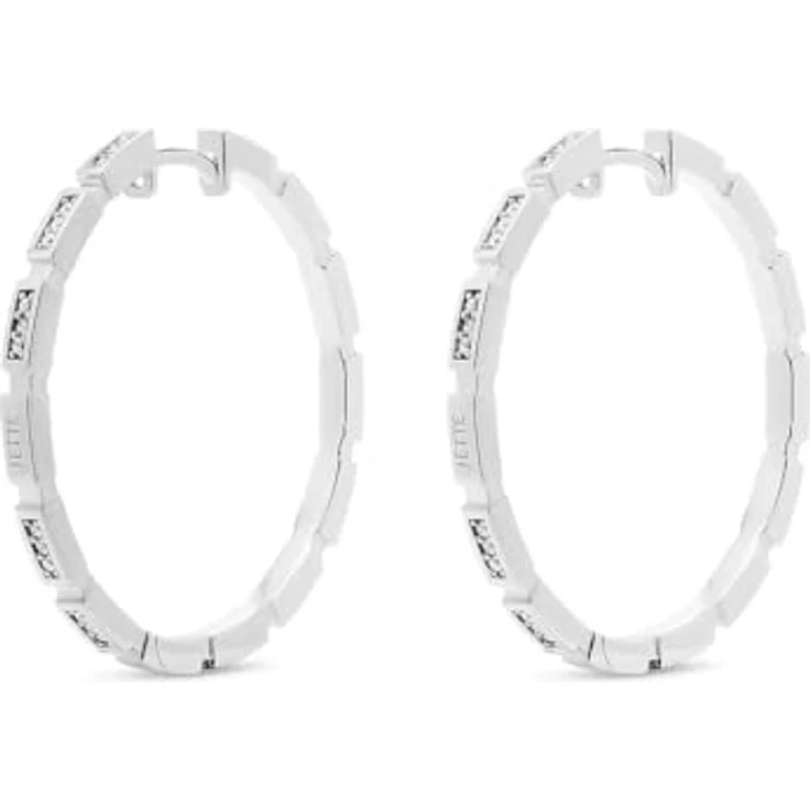 JETTE Creolen MOSAIC 88853709, Ohrringe aus 925er Silber mit weißen Zirkonia und Markenlogo – Bild 1