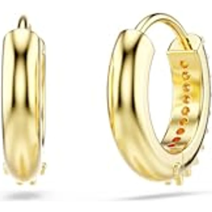 Swarovski Matrix Kreolen, Weiße, Vergoldete Ohrringe mit Swarovski Kristallen im Rundschliff, Damen-Ohrringe – Bild 4
