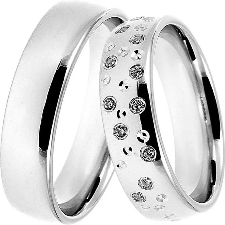 DOOSTI Trauring Ehering Partnerring aus Silber 925 mit Zirkonia oder ohne, Made in Germany - Symbol der Liebe