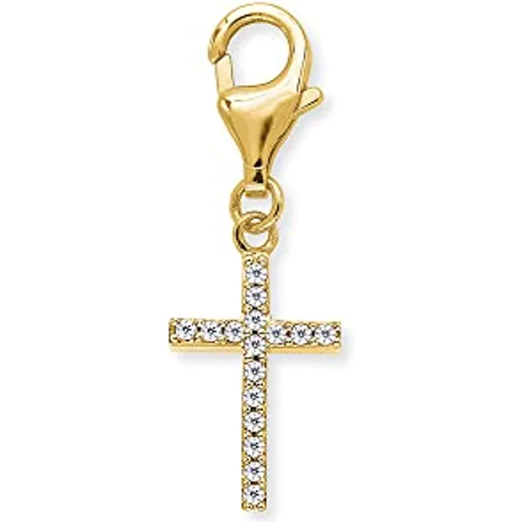 Engelsrufer Charm-Einhänger Kreuz Anhänger für Halskette/Armband, mit synthetischen Zirkonia, silber