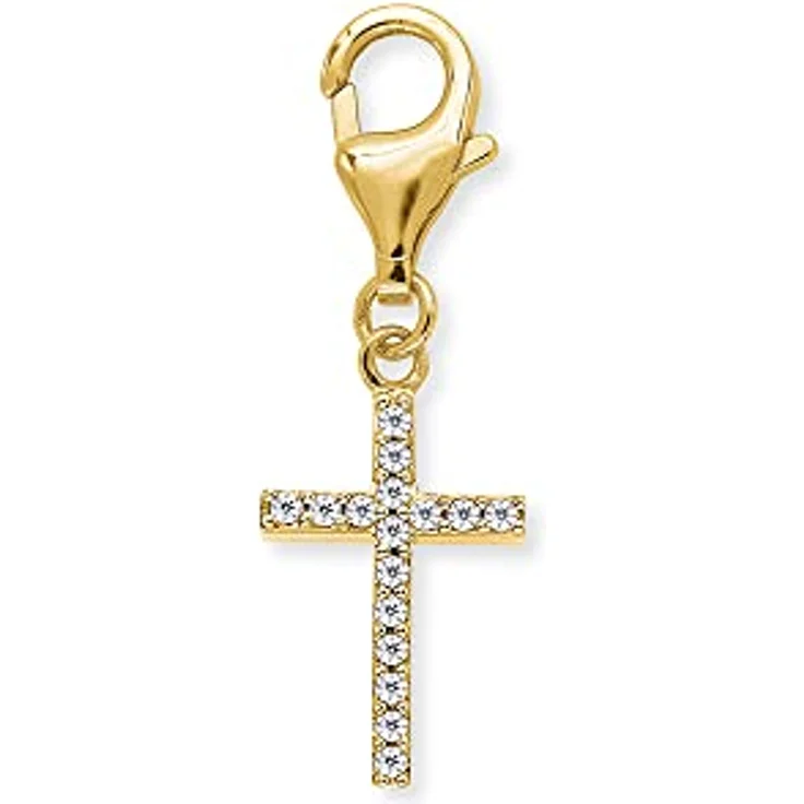 Engelsrufer Charm-Einhänger Kreuz Anhänger für Halskette/Armband, mit synthetischen Zirkonia, silber – Bild 1