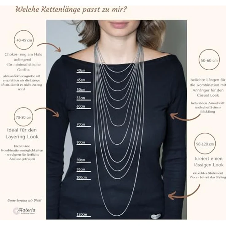 Materia Damen Schlangenkette 925 Silber, rhodiniert, 1,2mm, Kette 22-70 cm – Bild 3