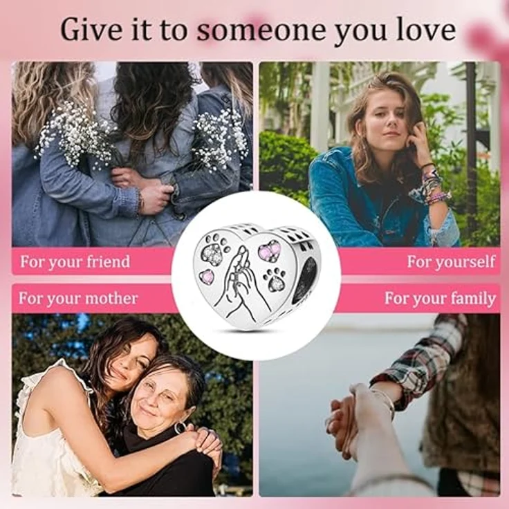 Pandach Damen Charm Anhänger 925 Sterling Silber mit Zirkonia-Steinen, kompatibel mit europäischen Armbändern und Halsketten – Bild 5
