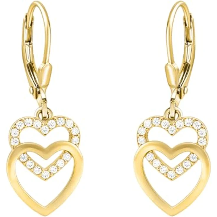 SOFIA MILANI Damen Ohrringe E2546, 925 Silber vergoldet mit Zirkonia Steinen, Herz Ohrhänger - elegante Schmuckstücke in Geschenkbox – Bild 1