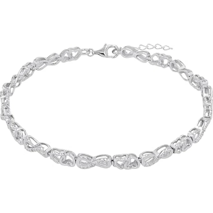 Amor Armband für Damen, Sterling Silber 925 mit Zirkonia, längenverstellbar (19 cm + 2 cm Verlängerung) – Bild 1