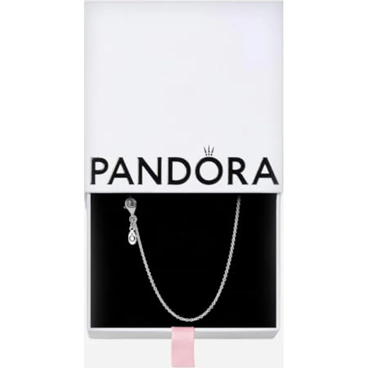 Pandora Kette ohne Anhänger, zarte Halskette aus poliertem 925/- Sterling Silber, verstellbar auf 38-45 cm, Rundankerkette, mit Karabiner-Verschluss – Bild 8