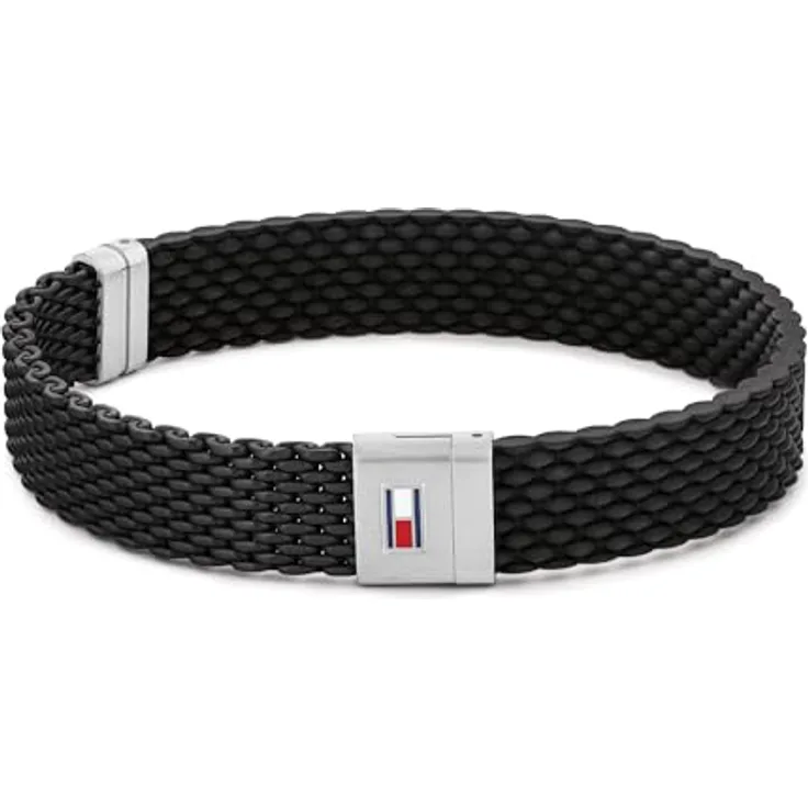 Tommy Hilfiger Jewelry Herren-Armband aus Silikon mit Edelstahlverschluss, schwarz oder blau, Innenumfang 19,5 cm, Magnetverschluss