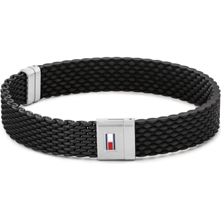 Tommy Hilfiger Jewelry Herren-Armband aus Silikon mit Edelstahlverschluss, schwarz oder blau, Innenumfang 19,5 cm, Magnetverschluss – Bild 1