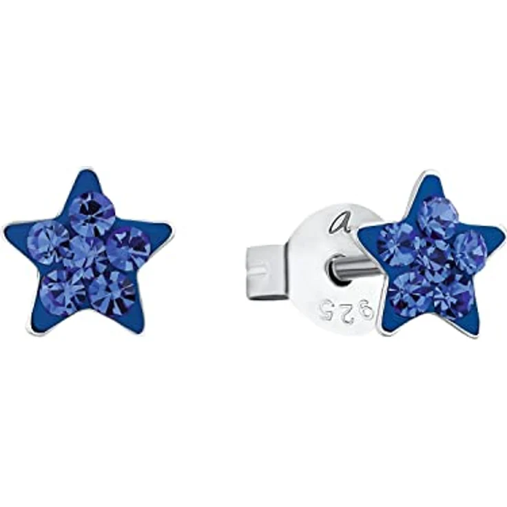 Amor Paar Ohrstecker Stern, 925 Sterling Silber mit Kristallglas für Mädchen, funkelndes Design – Bild 1