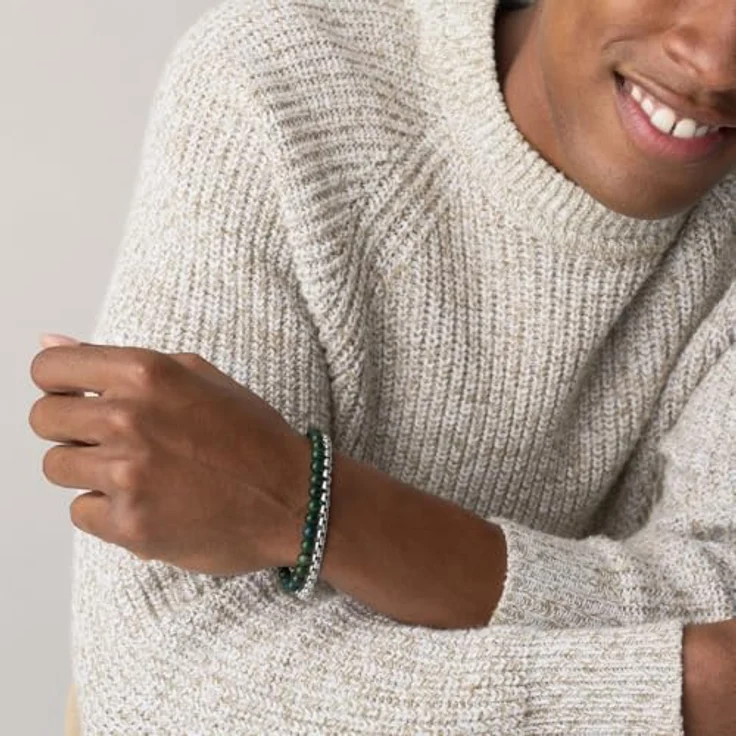 Fossil Herren Edelstahlarmband JF04940SET, silberfarben, gebürstetes Finish, mit sicherem Karabinerverschluss, 19 cm + 2,5 cm verstellbar – Bild 2