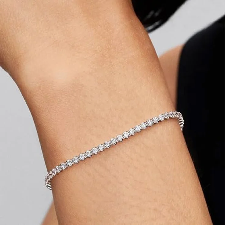 PANDORA Timeless Funkelndes Tennisarmband aus Sterling-Silber mit Zirkonia, 18 cm, Handgefertigt – Bild 3
