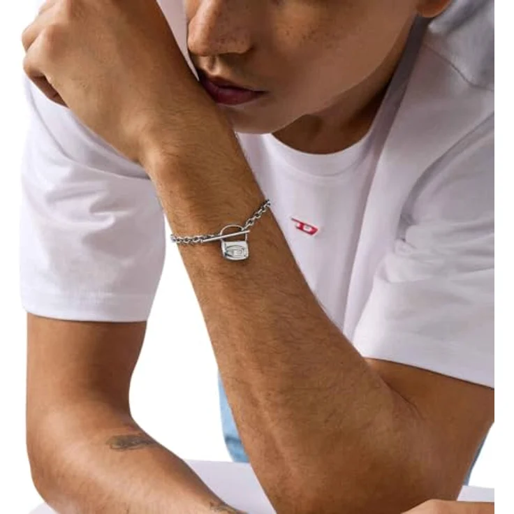 Diesel Herren-Armband Sonic Silber, Edelstahl mit poliertem Finish und Knebelverschluss – Bild 2