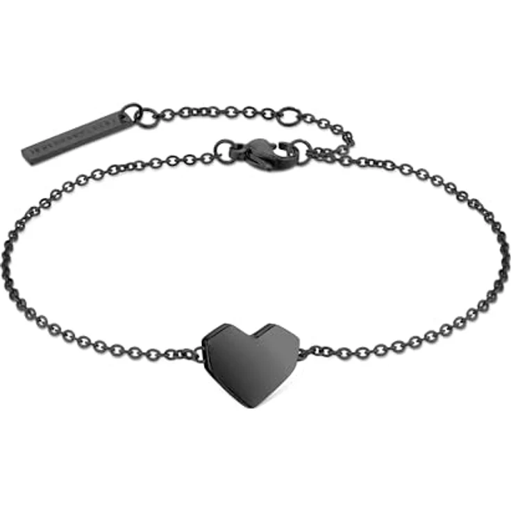 Liebeskind Berlin Armband LJ-1481-B-21, Edelstahl IP Schwarz poliert mit Herz-Anhänger, 21 cm – Bild 1