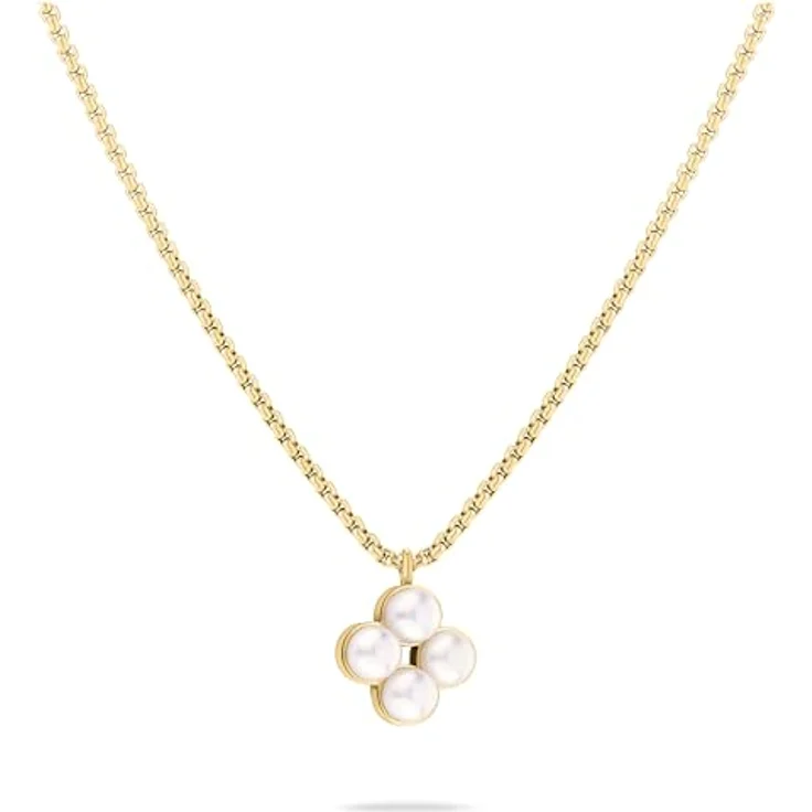 Tamaris Halskette TJ-0512-N-45 IP Gold, Edelstahl mit floralem Glasperlen Anhänger, 45 cm – Bild 1