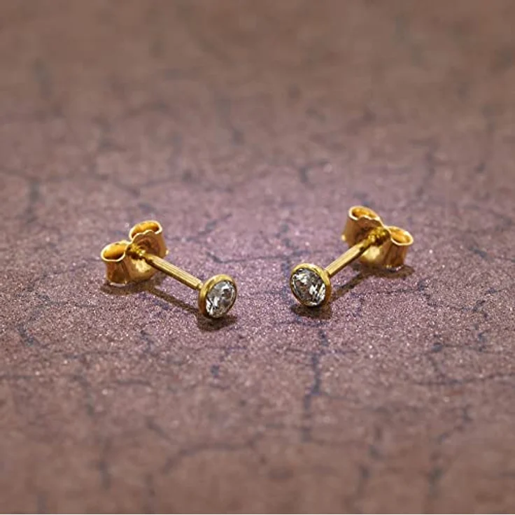 trendor 86304 Ohrstecker 333 Gold mit Zirkonia, 3,5 mm, poliert, für Damen und Herren, Made in Germany, Geschenkverpackung – Bild 2