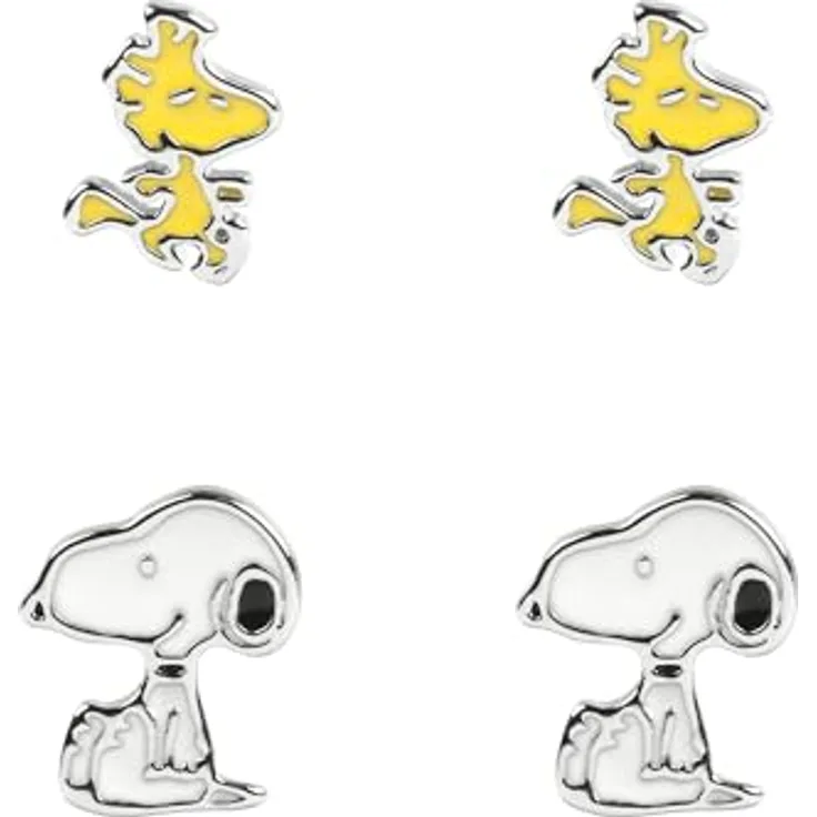 Disney Snoopy & Woodstock Ohrstecker-Set, Messing, Einheitsgröße, offizielles Geschenkset