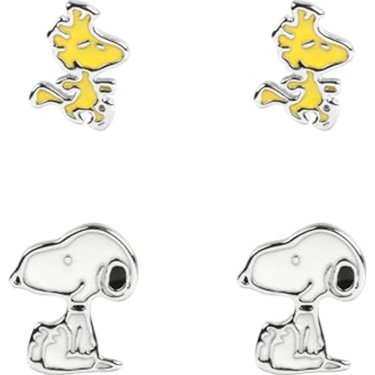 Disney Snoopy & Woodstock Ohrstecker-Set, Messing, Einheitsgröße, offizielles Geschenkset – Bild 1