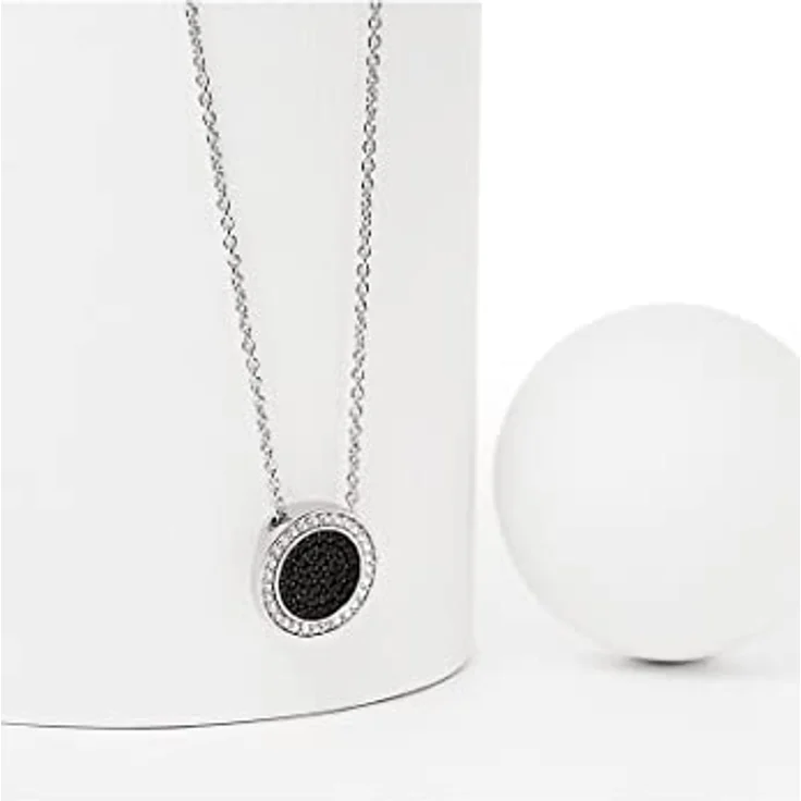 JETTE Damen-Halskette 925er Silber mit 29 Zirkonia, 48 cm Länge, Anhänger 1,5 cm – Bild 3