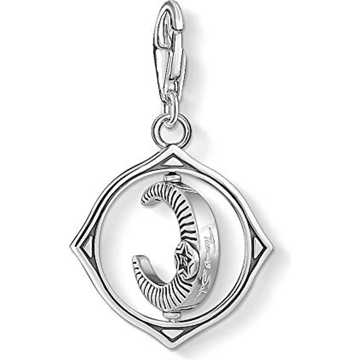 THOMAS SABO Charm-Anhänger Mond aus geschwärztem Sterlingsilber mit Zirkonia, Silber – Bild 2