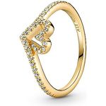 PANDORA SHINE Ring Timeless "Glitzerndes Herz", 14k gelbvergoldet mit Zirkonia, Größe 54