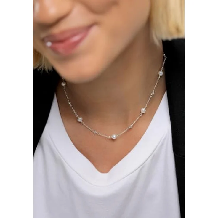 Elli Halskette Damen Kugeln Filigran mit Süßwasserzuchtperlen, 925 Sterling Silber, 50cm – Bild 5
