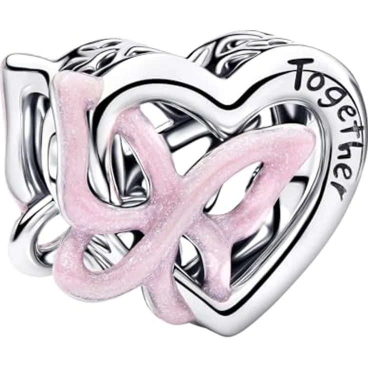Pandora Silberarmband 21761, Damen Set aus 925 Silber mit Verschlungenem Herz & rosafarbenem Schmetterling – Bild 2