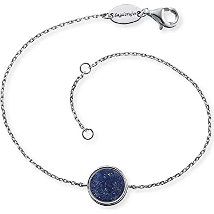 Engelsrufer Damen Armband ERB-LILGEM-LP, Sterling Silber mit Lapislazuli Kraftstein Anhänger, verstellbar von 17 cm bis 19 cm, nickelfrei, Karabinerverschluss