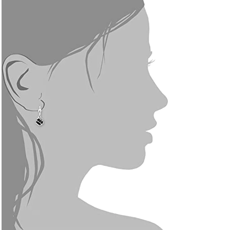 Amor Ohrhänger 925 Sterling Silber Damen Ohrschmuck, mit Onyx-Steinen, 2,2 cm, in Geschenkbox, 2017170 – Bild 3