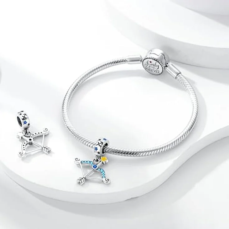 Pandach Damen Charm Anhänger Sternzeichen, 925 Sterling Silber mit Zirkonia, 12 Sternbilder kompatibel mit Pandora Armband und Halskette – Bild 3