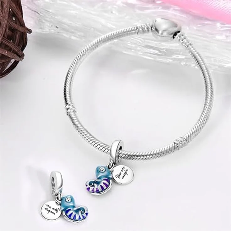 TINSLO Charm Anhänger Damen 925 Sterling Silber mit Zirkonia-Steinen, kompatibel mit Pandora Armbändern und europäischen Halsketten – Bild 3