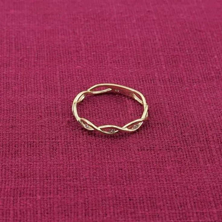 trendor Damen-Ring Gold 333/8K, Flechtdesign mit Zirkonias, Ringgröße 54/17,2, edles Schmuckstück für Frauen – Bild 3