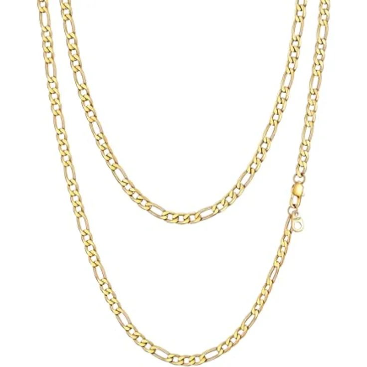 PROSTEEL Herren Halskette Figaro Kette Edelstahl Gold, Breite 4mm, Länge 66cm, Hypoallergen, Modernes Design für Männer