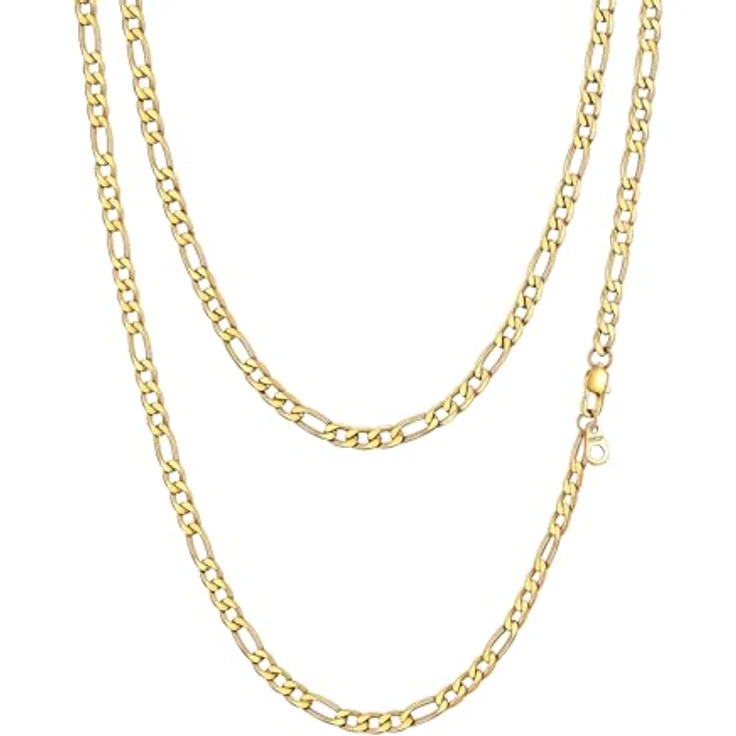PROSTEEL Herren Halskette Figaro Kette Edelstahl Gold, Breite 4mm, Länge 66cm, Hypoallergen, Modernes Design für Männer – Bild 1