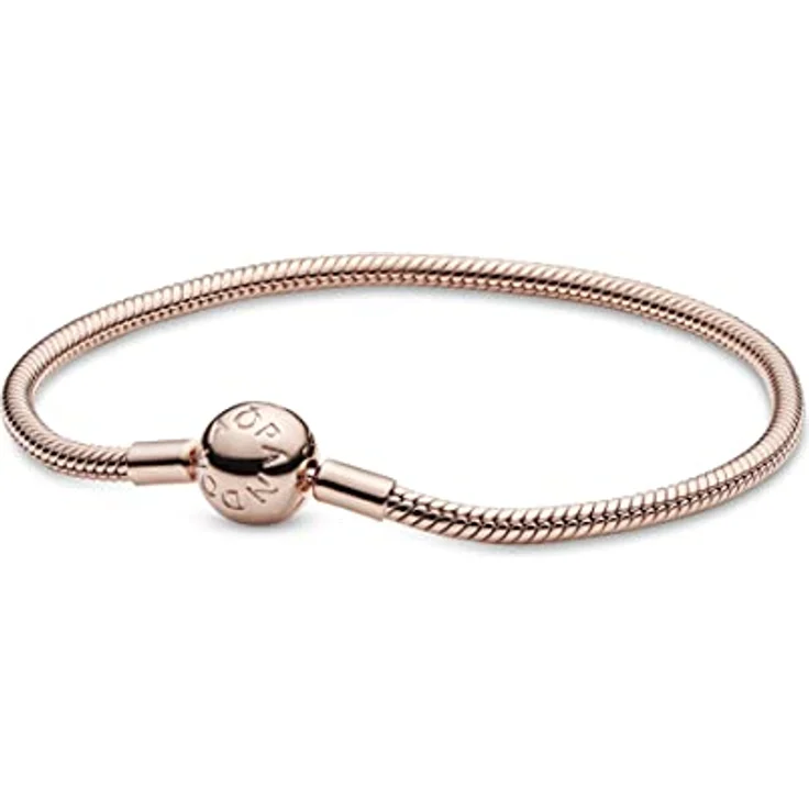 PANDORA Schlangen-Gliederarmband, rosévergoldet aus 14 Karat Roségold, Damen-Armband, 19 cm, Moments Collection – Bild 1