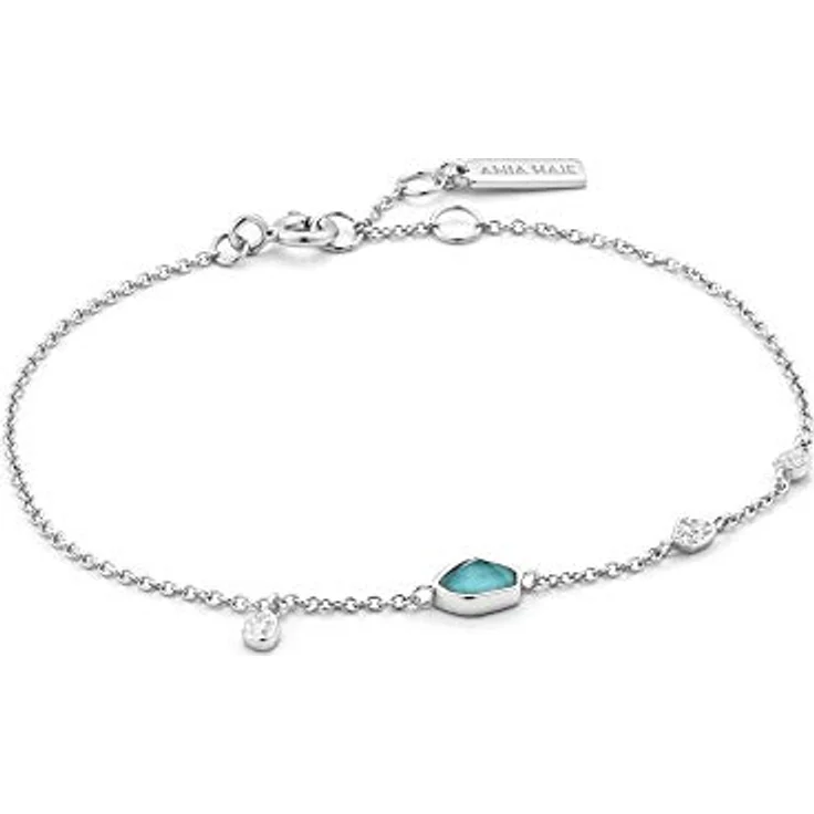 ANIA HAIE Damen Armband MINERAL GLOW Turquoise Discs, 925 Sterling Silber mit Türkis Anhänger, verstellbar von 16,5 cm bis 18,5 cm, inkl. Geschenkverpackung – Bild 1