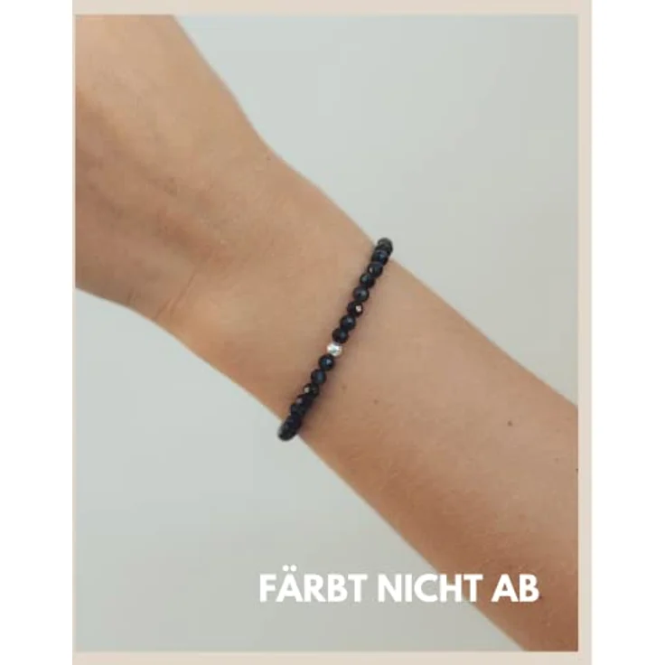 GD GOOD.designs Obsidian Armband Damen, facettiertes Naturstein Armband mit 925 Silber Perle, elastisch für Handgelenke 15-19 cm, inkl. Geschenkbeutel – Bild 5