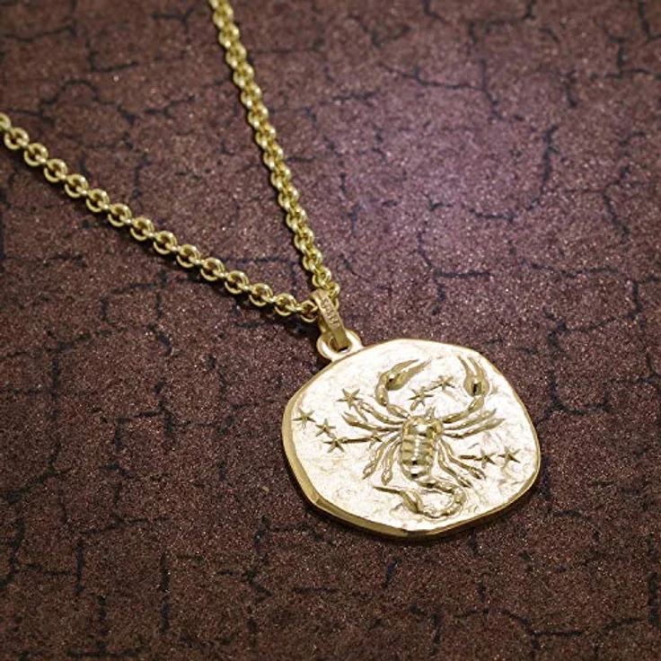 trendor Skorpion Sternzeichen Herrenkette Gold auf Silber, Ø 20 mm, 60 cm, zeitloser Halsschmuck aus 925er Silber, Geschenkidee für Männer – Bild 3