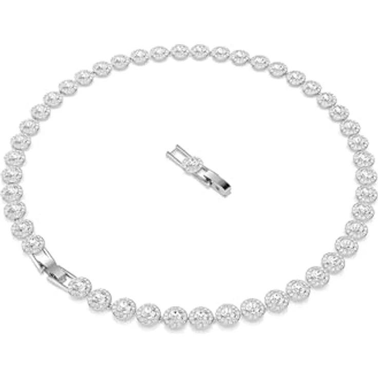 Swarovski Una Angelic Halskette, Rundschliff, Mittel, Weiß, rhodiniert, ideales Geschenk für besondere Anlässe – Bild 4