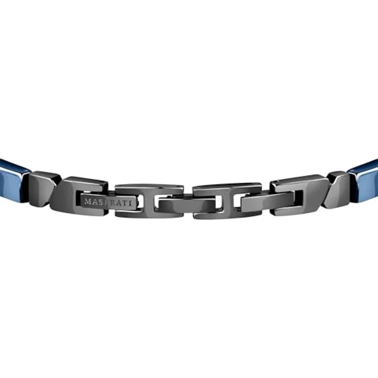 Maserati Herren Armband JEWELS Kollektion, Edelstahl und Keramik, grau und blau PVD, 22 cm, Clipverschluss, 2 Jahre Garantie – Bild 3
