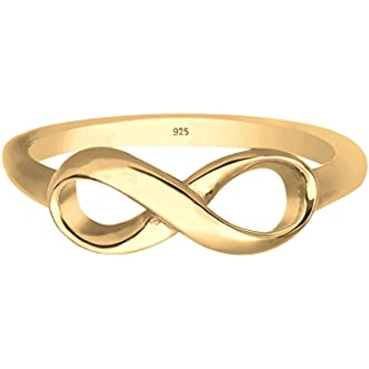 Elli Damen Infinity Ring, 925 Sterling Silber vergoldet, modernes Design, anlaufgeschützt, hochglanzpoliert – Bild 2