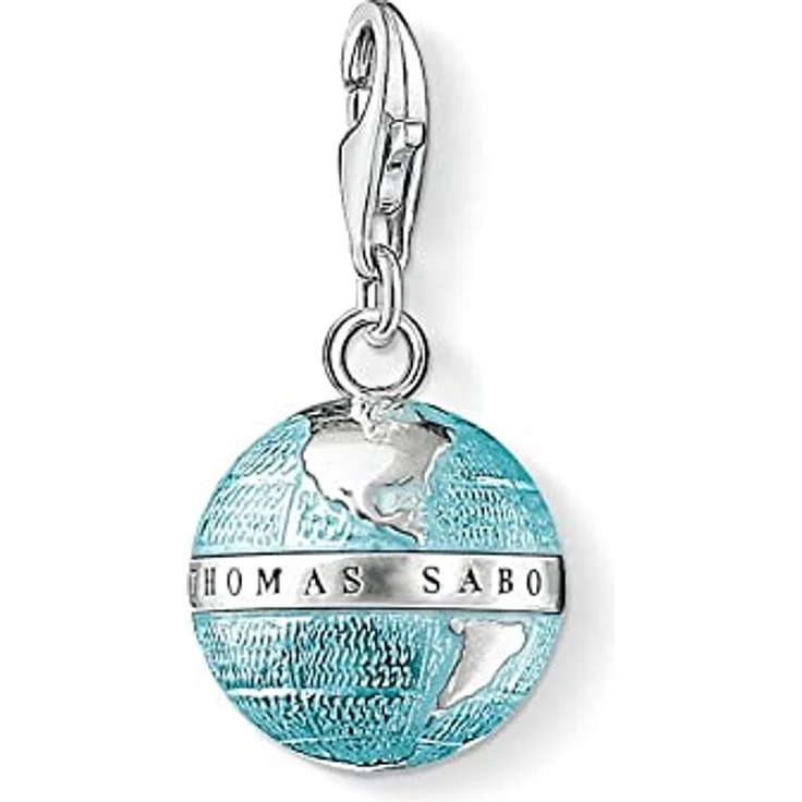 Thomas Sabo Charm-Anhänger Weltkugel, 925 Sterling Silber, Charm Club mit Karabinerhaken, für Bettelarmbänder und Ketten – Bild 1