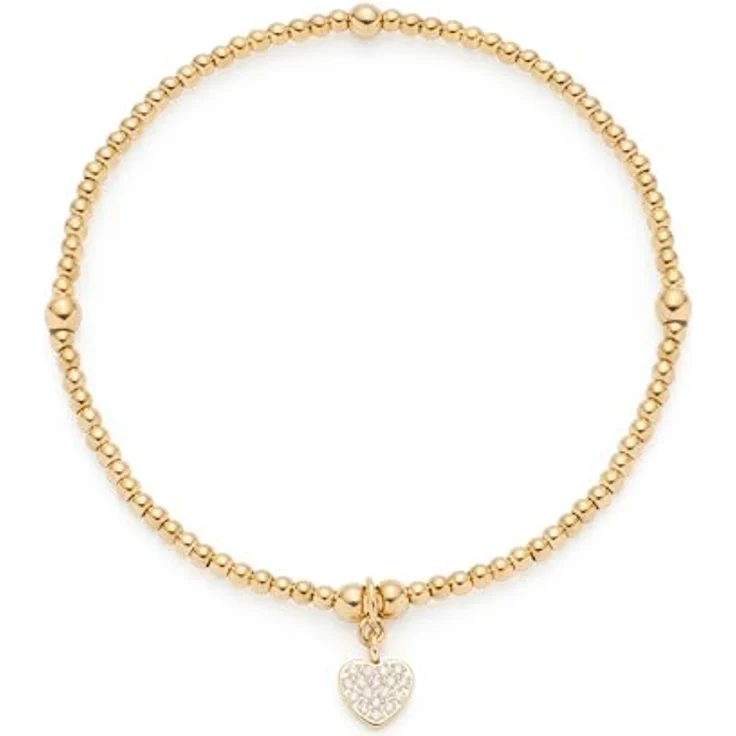 JEWELS BY LEONARDO Armband Ciao Noemi, elastische Armkette aus goldfarbenem Edelstahl mit Herzanhänger und Zirkoniasteinen, 19,5 cm, Damen Schmuck Geschenk – Bild 1